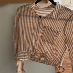 White and Yellow Striped Aeropostale Top